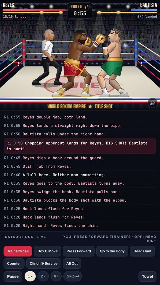 A live fight with corner instructions