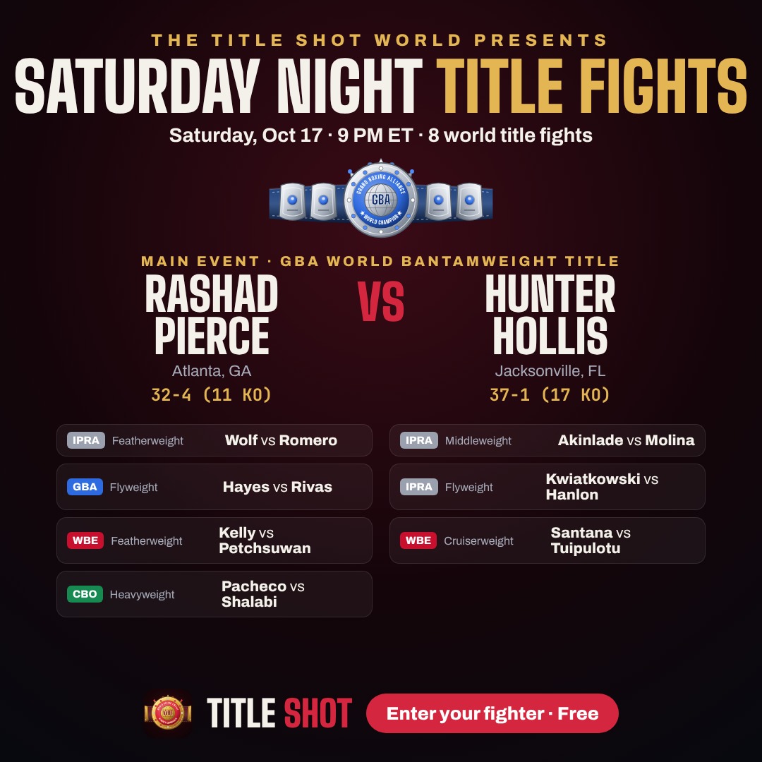 Saturday Night Title Fights card
